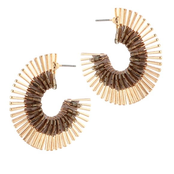 Beaded Sunburst Hoops - Picture 1 of 2